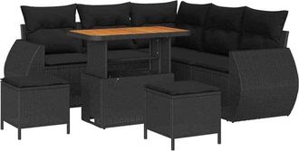 vidaXL Conjunto De Sof&aacute; De Jard&iacute;n 8 Pcs Negro Rat&aacute;n Sint&eacute;tico Vidaxl