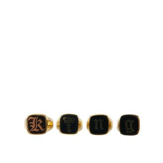 Dolce & Gabbana Gouden Messing Emaille Set van 4 Ringen - Heren - Ringen - Geel - ONE Size - Accessoires