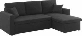 Sweeek Sofá cama esquinero reversible de 3 plaza, negro