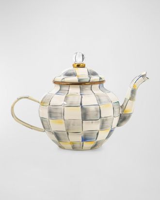 MacKenzie-Childs 32 oz. Sterling Check Enamel Teapot