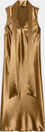 Rails Lorenza Metallic Scarf-Neck Midi Dress