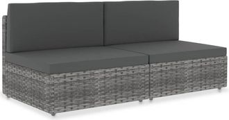 vidaXL Sof&aacute; Seccional De 2 Plazas De Rat&aacute;n Sint&eacute;tico Gris Vidaxl
