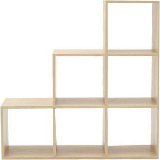 Mobili Rebecca Librería de escalera con 6 cubos de mdf beige