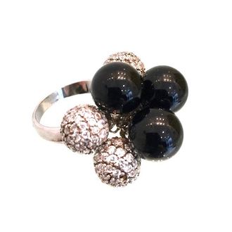 Ambrosia Paris Couture Onyx & Swarovski Crystal Ring Size S