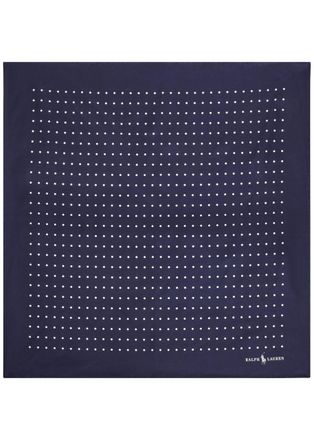 Polo Ralph Lauren Printed Silk Bandana - Navy - One Size