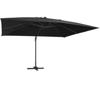 vidaXL Sombrilla Voladiza Luces Led Y Poste Aluminio Negra 400x300 Cm Vidaxl
