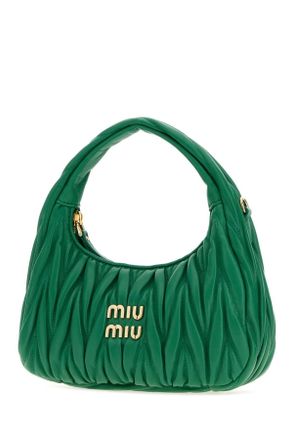 Miu Miu Womens Grass Green Nappa Leather Wander Handbag Mango Agnello Borse A Mano Bag