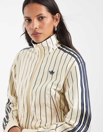 adidas Originals Firebird - Top sportivo double-face in maglia color vaniglia caldo e indaco notte-Giallo