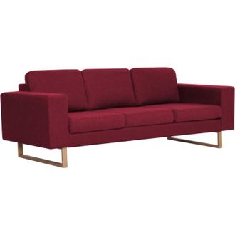 vidaXL Vidaxl - Sof&aacute; De 3 Plazas De Tela Color Vino Tinto