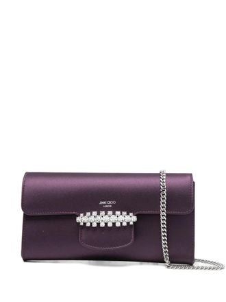 Jimmy Choo London Bing clutch bag - women - Satin/Calf Leather - One Size - Purple