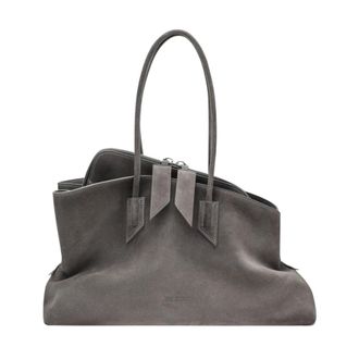 The Attico La Passeggiata Medium - Dames - Schoudertassen - Grijs - ONE Size - Leer - Tassen