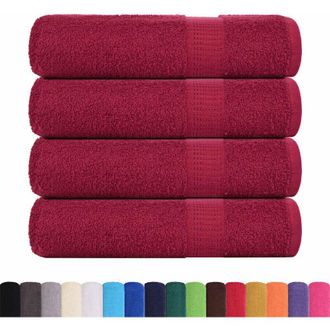vidaXL Toallas De Ba&ntilde;o 4 Uds Burdeos 100x150 Cm 360 Gsm 100% Algod&oacute;n Vidaxl