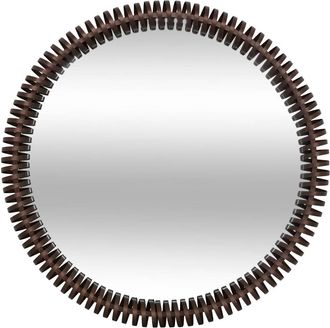 Atmosphera Espejo Redondo &laquo;barrel&raquo;, 90 Cm De Di&aacute;metro, Marr&oacute;n - Atmosphera Cr&eacute;ateur DInt&eacute;rieur