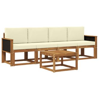 vidaXL Conjunto De Sof&aacute;s De Exterior Con Coj&iacute;n 4 Pcs Natural Y Crema Vidaxl