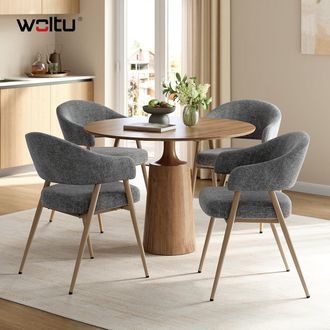 Woltu Woltu Sillas Giratorias Para Comedor/cocina Con Patas De Metal Y Pies Ajustables - Juego De 4, Chenilla, Gris