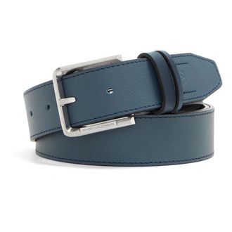 Piquadro Leren Riem met Doornsluiting - Tebe - Heren - Accessoires - Blauw - Maat: ONE Size Leer