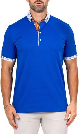 Maceoo Newton Marthyr0022 Blue Button-Down Piqu&eacute; Polo at Nordstrom, Size 4