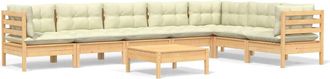 vidaXL Muebles De Jard&iacute;n 8 Pzas Y Cojines Madera Maciza De Pino Crema Vidaxl