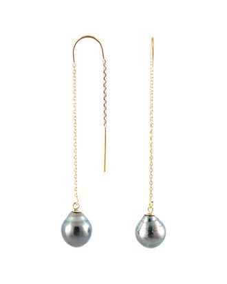 Splendid Pearls 14K 9-10Mm Tahitian Pearl Earrings