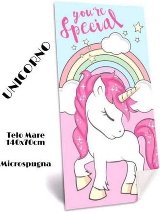 Trade Shop Trade Shop - Telo Mare In Cotone Unicorni + Borsa Mare Coordinata Asciugamano Mare Piscina