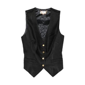 Elisabetta Franchi Vests, female, Black, Size: S Button-up Waistcoat