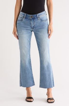 Kut from the Kloth Nikki Raw Hem Mid Rise Ankle Flare Jeans in Blue Daze at Nordstrom Rack, Size 14