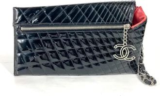 Chanel Pre-owned Leather chanel-bags - Dames - Vintage Clutch - Zwart - ONE Size - Leer - Vintage