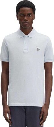 Fred Perry Heren Logo Katoenen Polo Shirt (Ijsblauw)