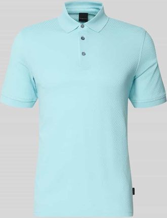 Bugatti Slim Fit Poloshirt mit Strukturmuster in Aqua, Gr&ouml;&szlig;e XXXL