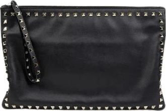 Valentino Pre-owned Clutches, female, Black, Size: ONE SIZE Pre-owned Leather Clutch