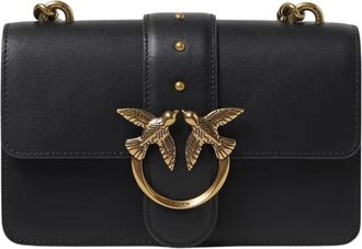 Pinko Love One Mini Crossbody Tas - Dames - Schoudertassen - Zwart - ONE Size - Leer - Tassen