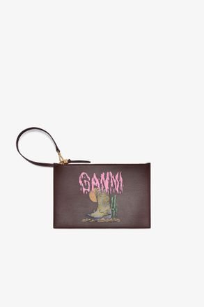 Ganni Brown Bou Flat Pouch with Western Boot