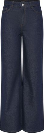 Pieces Womens Pcselma Hw Wide Jeans Rinse Noos Bc, Dark Denim Blue, 27W x 30L
