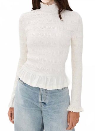 Merlette Kantor Ruffled Cuffs And Hemline Top In Opaline