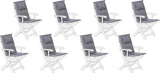 Beliani Conjunto De 8 Cojines Para Las Sillas De Exterior De Tela Gris Resistente A Los Rayos Uv Acolchado Grueso Maui