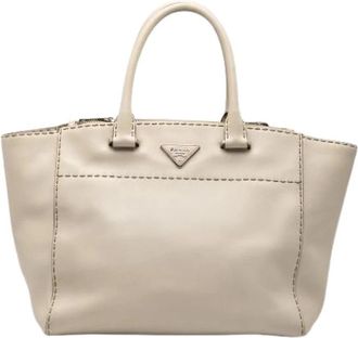 Prada Pre-owned Vintage Satchel - Dames - Vintage Shopper - Beige - ONE Size - Leer - Vintage