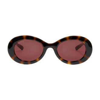 Gucci Womens Gg2026s-002 Logo-Embellished Brown Acetate Sunglasses