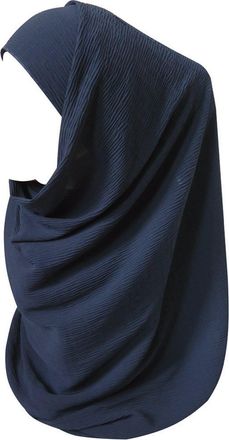 Lina & Lily Crinkled Chiffon Hijab Scarf Head Wrap (Navy Blue)