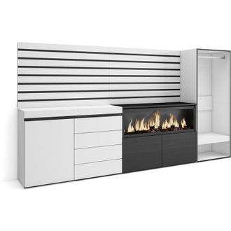 Skraut Home Aparador, Con Almacenamiento, 274x145x35 Cm, Dormitorio, Habitaci&oacute;n, Chimenea El&eacute;ctrica Xxl, C&oacute;moda, Cajonera, Vestidor Abierto, Estilo Moderno, Blanc