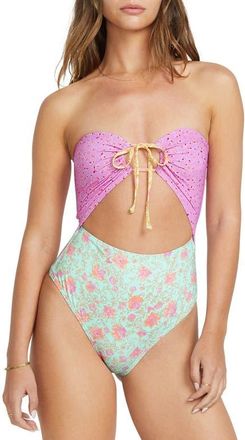 Billabong Folk Story Andrew One-Piece Swimsuit in Pink Multi at Nordstrom, Size Large