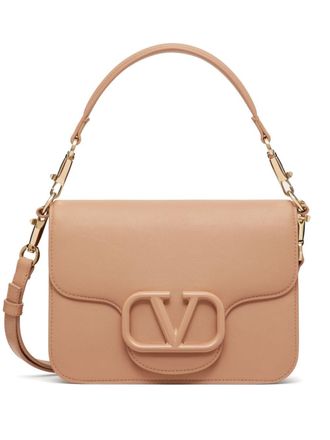 Valentino Garavani Loc&ograve; leather shoulder bag - Neutrals
