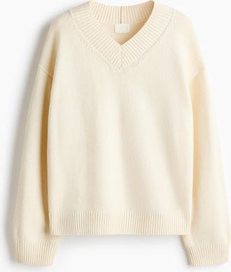 H&M Pullover mit V-Ausschnitt - White