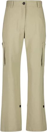Ferragamo Silk Blend Cargo Broek - Dames - Wijde Broeken - Beige - XS - Katoen - Broeken