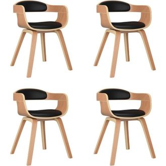 vidaXL Sillas De Comedor 4 Uds Madera Curvada Y Cuero Sint&eacute;tico Negro Vidaxl