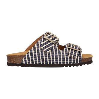 Scholl Schoenen, Dames, Veelkleurig, 37 EU, Raffia Noelle Blauw Slippers