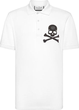 Philipp Plein Polo Shirt SS Skull&Bones - Heren - Polos - Wit - L - Katoen - Tops