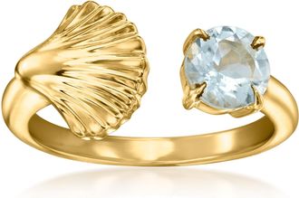 Ross-Simons Aquamarine Seashell Open-Space Ring in 18kt Gold Over Sterling