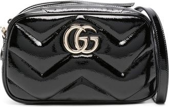 Gucci small GG Marmont shoulder bag - women - Brass/Patent Leather - One Size - Black