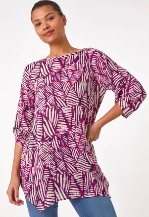 Roman Longline Print Tunic Top