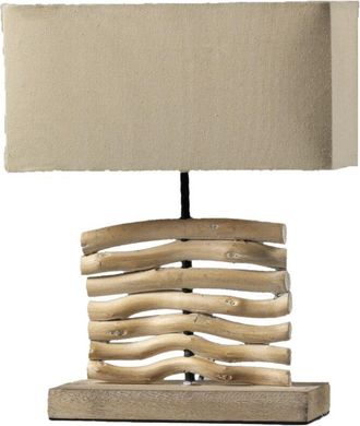 Onli lampada da tavolo marica in legno e stoffa, e27